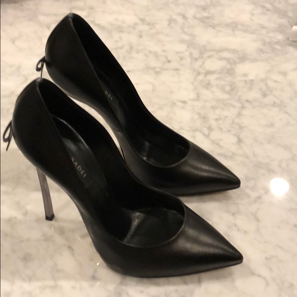 Brand New Casadei Black Leather Pumps